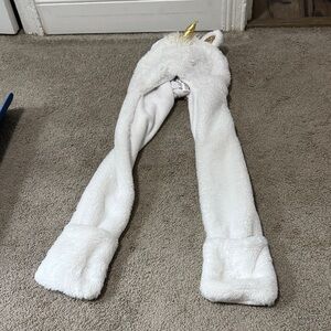 Place Fuzzy White Hooded Scarf